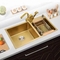 Doppeltes Becken-Satin-Ende Matte Gold Kitchen Sink Depth 220mm