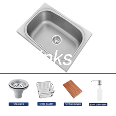 Edelstahl Einfachwaschbecken Quadrat Schüssel Design Wasserhahn / Korb / Messer / Brett / Edelstahl Abfluss