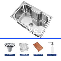 50/50 Split Basin Doppelschüssel SS Küchenspüler mit elektroplattiertem Wasserhahn