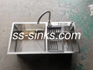 Serie 304 aus Edelstahl Handgefertigter Waschbecken Doppelschale