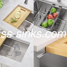 Rechteckige Küchenwaschbecken in gebürsteter Oberfläche für 33 Zoll Minimum Schrankgröße und rechteckige Schalen