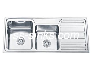 Goldveredelt aus Edelstahl Doppelschüssel Waschbecken 18 Gauge 2 Abflüsse Langlebig