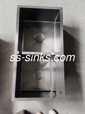 Brushed Edelstahl 33x22 Tropfen in Doppelschale Handgefertigte Küchenspüle
