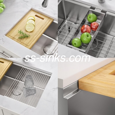 Rechteckige Küchenwaschbecken in gebürsteter Oberfläche für 33 Zoll Minimum Schrankgröße und rechteckige Schalen