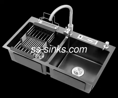 500mm Breiten-doppeltes gleiches Becken Matte Black Kitchen Sink Above entgegengesetzt