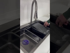 Heißer Verkauf schwarze Farbe Edelstahl handgefertigte Ein-Schüssel Waschbecken mit 3 Arten Wasserhahn mit Zubehör